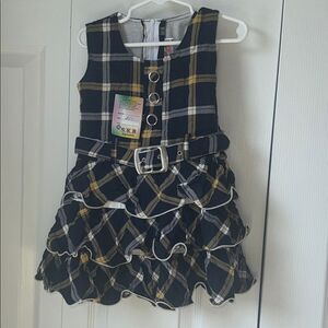 Kids Plaid Sleeveless Dress with Belt sz.20